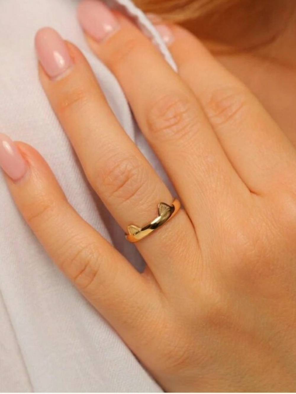 Silver Cat Ear Stackable Ring - Women Jewelry - Gift for Cat Lover